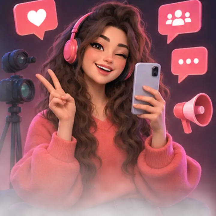 Personnage 3D illustrant une experte en community management