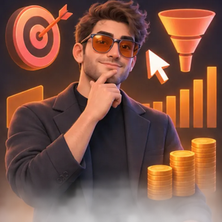 Personnage 3D illustrant un expert SEA et acquisition payante